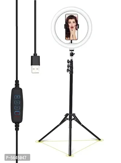 Webilla 10 Inch Ring Light with Tripod Stand  Phone Holder, Dimmable LED Selfie Light for Live Stream Video/YouTube Video/Makeup, Ring Light with Stand Compatible with Android Mobile Phones-thumb0