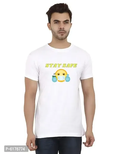 Stay Safe Trendy Printed T Shirt (Round Neck)-thumb0