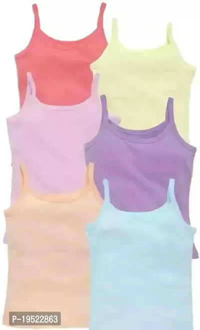 Stylish Fancy Cotton Vest For Girls Pack Of 6-thumb0