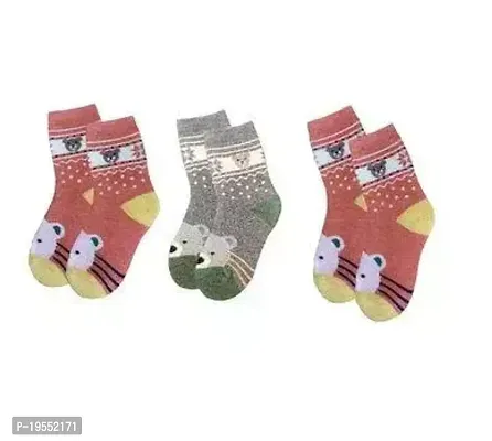 Stylish Multicoloured Cotton Blend  Socks For Kids PACK OF3