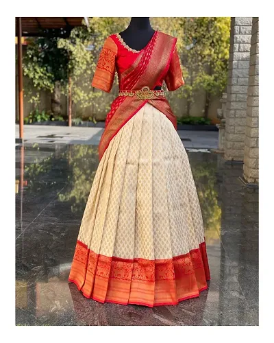 Stylish Banarasi Silk Un-stitched Lehenga Choli Set For Women