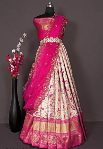 Classic Silk Bend Embroidered Lehenga Cholis for Women with Dupatta