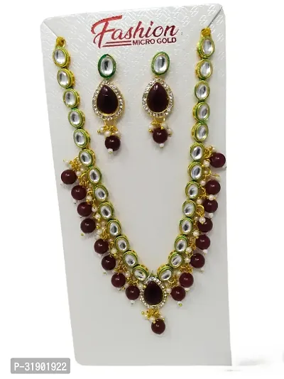 Stylish Maroon Alloy Jewellery Set For Women-thumb0