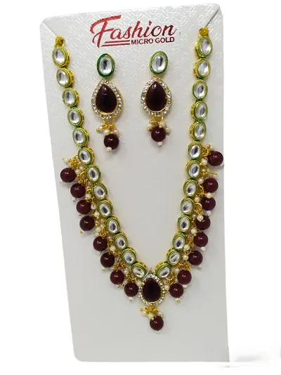 Alloy Kundan Pearl Necklace Sets