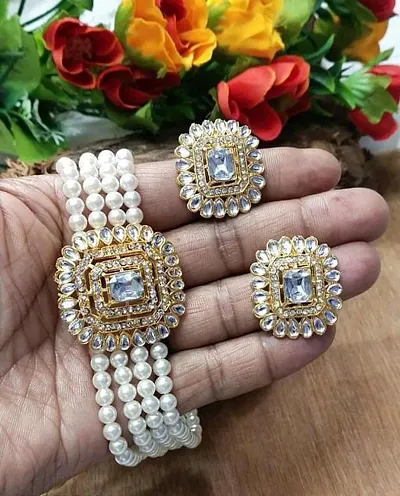 Trending Alloy Party Wear Pearl Jewellery Set