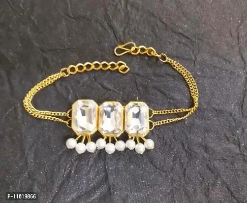 Stylish Fancy Alloy Gold Plated Crystal Bracelets For Women