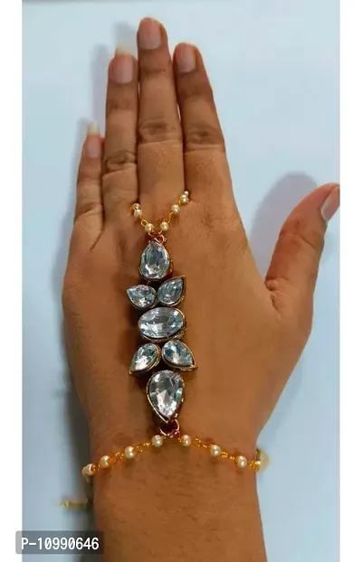 Stylish Fancy Alloy Gold Plated Crystal Kundan Bracelets For Women