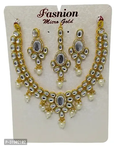 Stylish White Alloy Jewellery Set For Women-thumb0