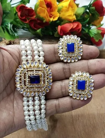 Trending Alloy Party Wear Pearl Jewellery Set
