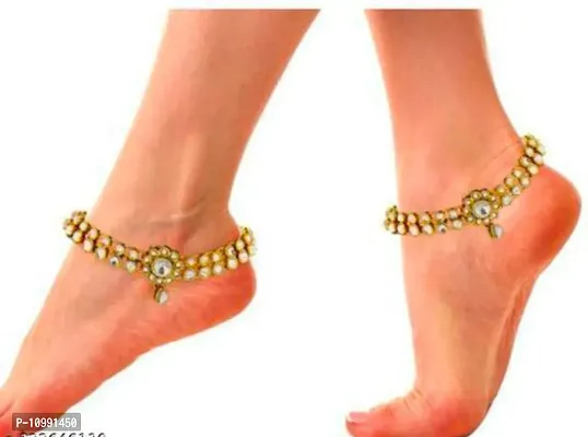 Stylish Fancy Alloy Gold Plated Anklet For Women-thumb0