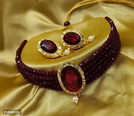 Maroon Alloy Jewellery Sets For Women-thumb0