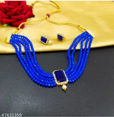 Traditional Alloy Necklace With Earrings Jewellery Set For Women