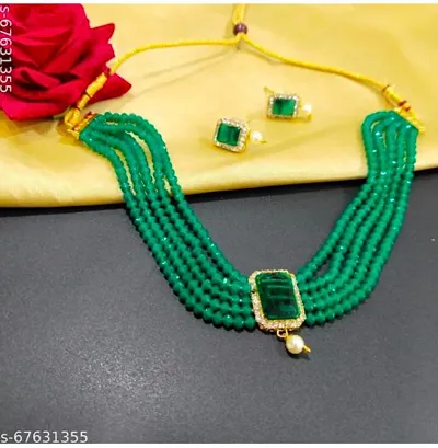 Traditional Alloy Necklace With Earrings Jewellery Set For Women