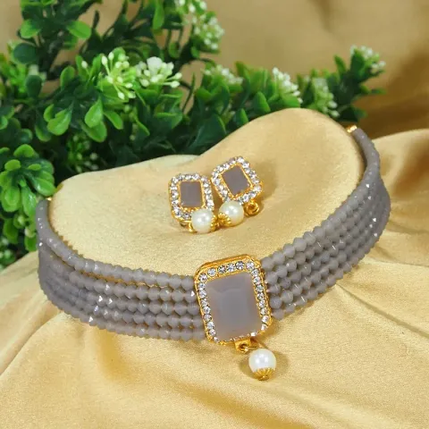 Crystal Beads Layered Choker Sets