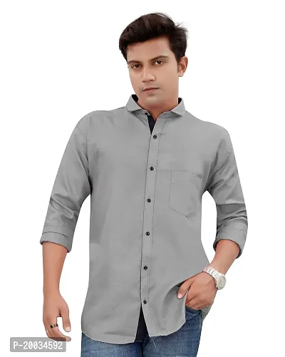Plain Casual Cotton Shirt for Mens-thumb0