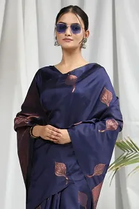 Stylish Art Silk Navy Blue Woven Design Saree With Blouse Piece For Women-thumb1