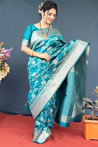 Stylish Art Silk Blue Woven Design Saree With Blouse Piece For Women-thumb3