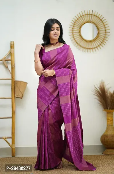 Stylish Art Silk Pink Woven Design Saree With Blouse Piece For Women-thumb0