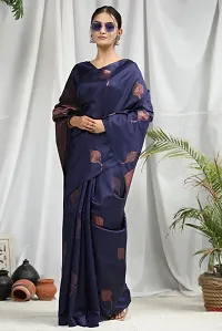 Stylish Art Silk Navy Blue Woven Design Saree With Blouse Piece For Women-thumb3