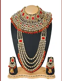 Tanisha Ethnic Indian Traditional Gold Plated Kundan Dulhan Bridal Jewellery Set with Choker Earrings Maang Tikka Hathphool for Women-thumb1