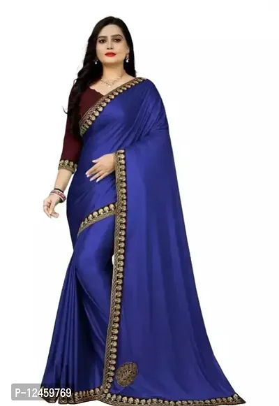 Beautiful Lycra Saree With Blouse Piece For Women-thumb0