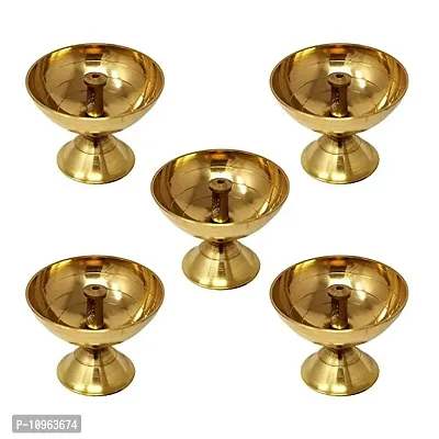 Trendy Brass Kamal Akhand Diya Oil Lamp For Pooja Purpose And Diwali(Set Of 5, Diameter 5.5 Cm) Brand