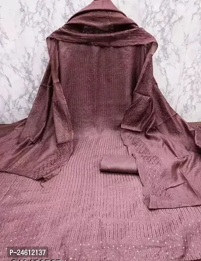 Elegant  Chanderi Silk  Dress Material with Dupatta For Women-thumb0