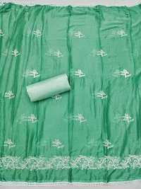 Women Sea Green Cotton Embroidered Salwar Suit Dress Material with Dupatta-thumb3