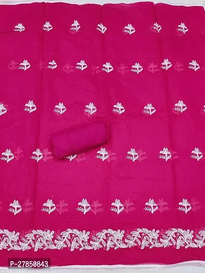 Women Dark Pink on Embroidered Salwar Suit Dress Material with Dupatta-thumb5