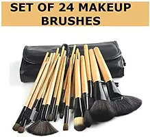 AT 80 24 Pcs Makeup Brush Set for Foundation Face Powder Blush Blending Brushes Cruelty-Free Synthetic Fiber Bristles with Leather Case-thumb3