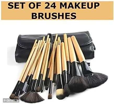 AT 80 24 Pcs Makeup Brush Set for Foundation Face Powder Blush Blending Brushes Cruelty-Free Synthetic Fiber Bristles with Leather Case-thumb4