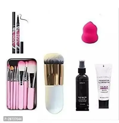 AT 80 7 Black Makeup Brushes and 7 item combo Set For Women