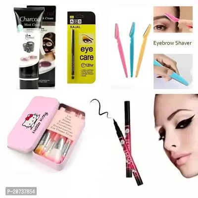 AT 80 Waterproof Eyeliner Mini Brush Kit Tinkle Twinkle Eyebrow Painless Facial Hair Remover waterproof kajal Charcoal Face Mask5 item combo