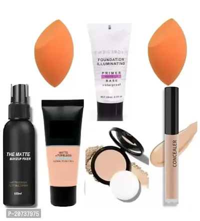 AT 80 Waterproof Loose Makeup Setting 1 PRIMER,1 FIXER FOUNDATION 2 Makeup Sponge Puff 7 Items in the set