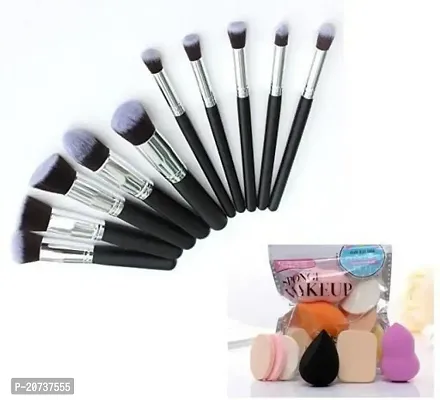 AT 80 10 pcs Makeup Brushes Set + Soft 6in1 Makeup Sponge Puff brush applicator