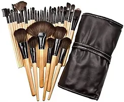 AT 80 24 Pcs Makeup Brush Set for Foundation Face Powder Blush Blending Brushes Cruelty-Free Synthetic Fiber Bristles with Leather Case-thumb2