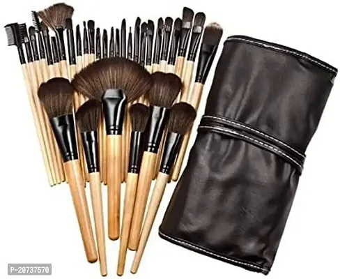 AT 80 24 Pcs Makeup Brush Set for Foundation Face Powder Blush Blending Brushes Cruelty-Free Synthetic Fiber Bristles with Leather Case-thumb3