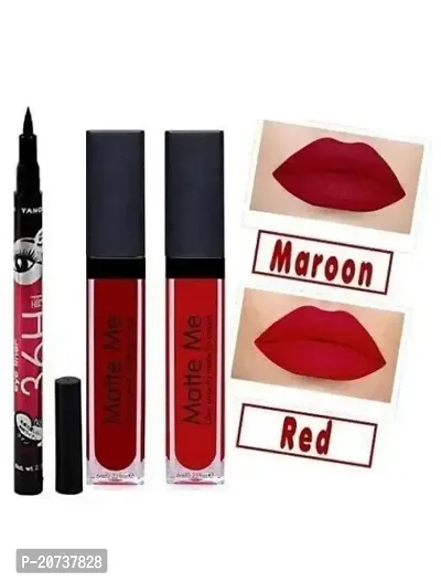 AT 80 Matte Me Liquid Lipstick With Waterproof Eye Liner Best Matte Glossy Natural Liquid Sketch Pencil