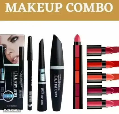 Combo Pack Bundle With Water Proof Mascara Water Proof EyeLip Liner,Kajal And Lipstick