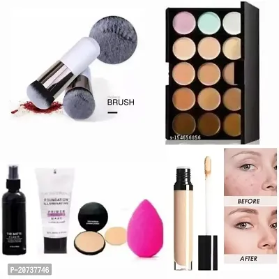 AT 80 Liquid Concealer Beauty Pressed Compact Powder With Sponge Puff New Nude Eyeshadow Palette Makeup SetFACE PRIMER AND FIXER