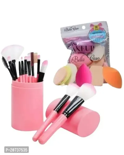 AT 80 Makeup brush set of 7 with Sponge puff blender Set of 6 (13 Items in a Set) (Pack of 13) (Pack of 7)-thumb0