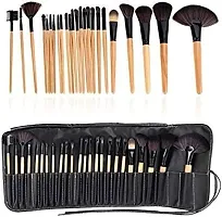 AT 80 24 Pcs Makeup Brush Set for Foundation Face Powder Blush Blending Brushes Cruelty-Free Synthetic Fiber Bristles with Leather Case-thumb1