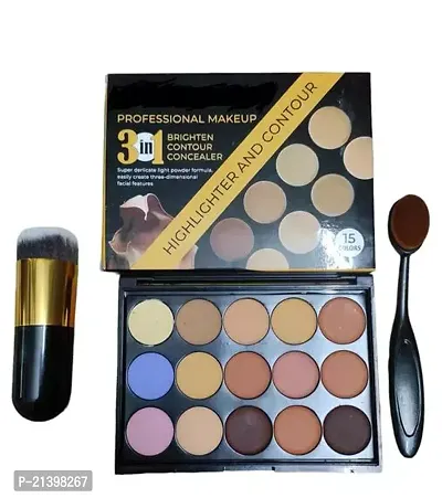 15 COLOR CONTOUR PALLATE, FOUNDATION BRUSH OVEL OR ROUND BRUSH