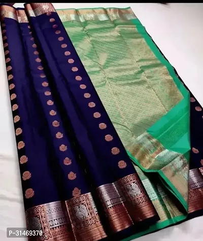 Stylish Art Silk Blue Embossed Saree with Blouse piece