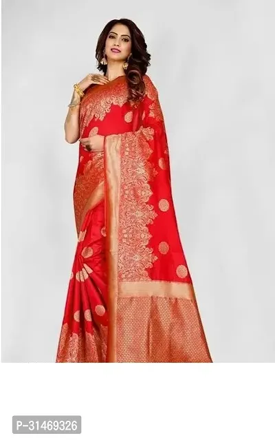 Stylish Art Silk Red Embossed Saree with Blouse piece-thumb0