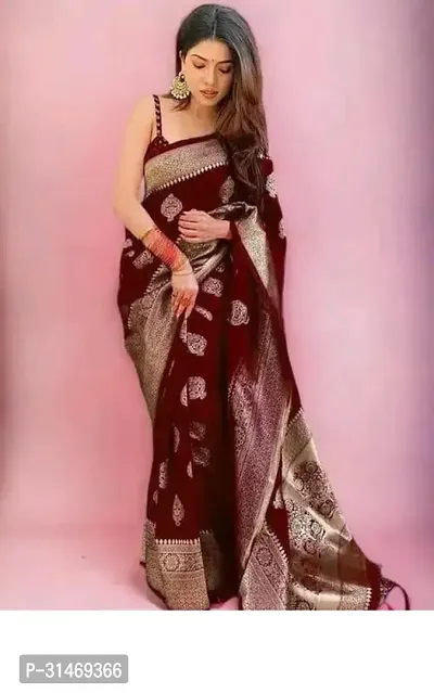 Stylish Art Silk Maroon Embossed Saree with Blouse piece