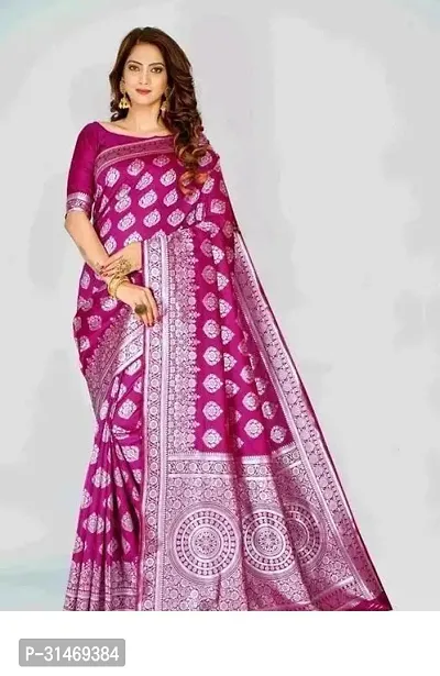 Stylish Art Silk Purple Embossed Saree with Blouse piece-thumb0