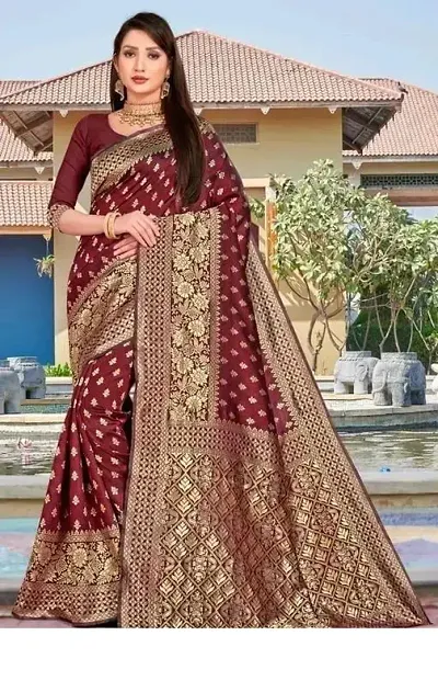 Beautiful Art Silk Saree with Blouse piece For Women