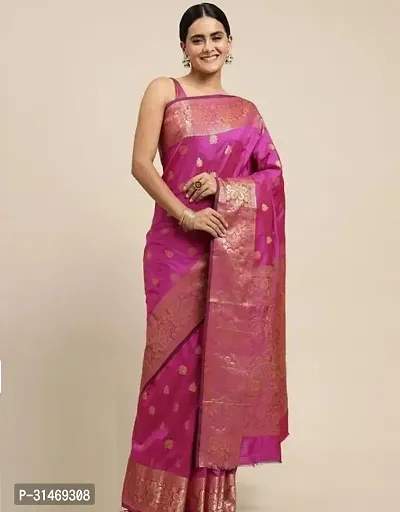 Stylish Art Silk Pink Embossed Saree with Blouse piece-thumb0