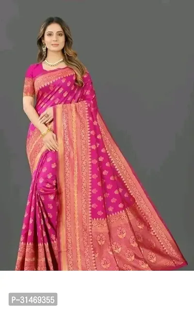 Stylish Art Silk Pink Embossed Saree with Blouse piece